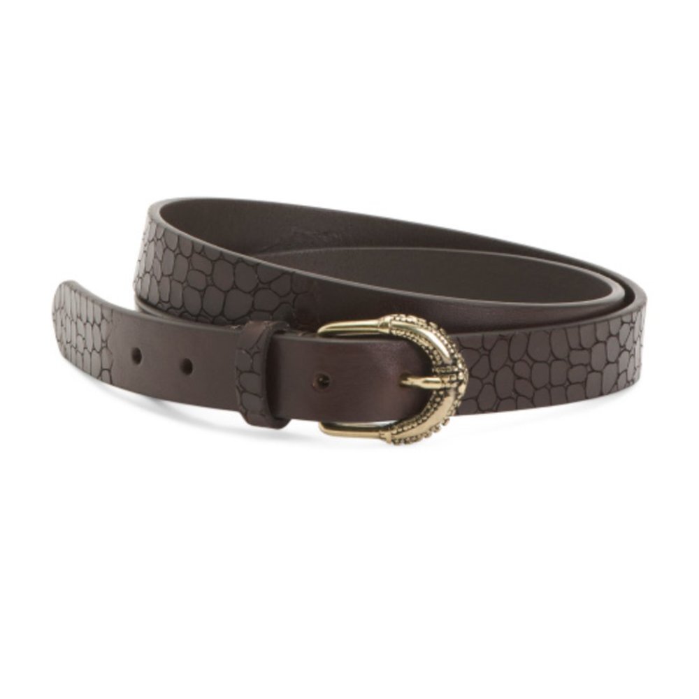 Officina NWT Croc Embossed Leather Belt‎